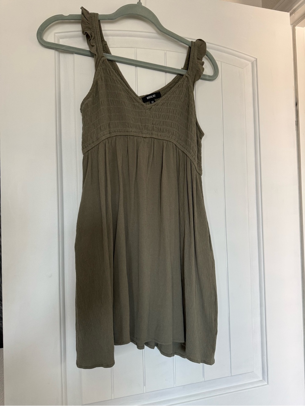 Wishlist Olive Green Smocked Mini Dress